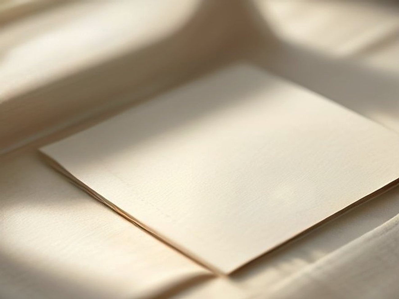A blank cream cotton-paper certificate card with a bronze foil border beside acid-free tissue and silk ribbon